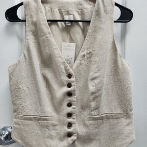 Women's Beige Sleeveless Vest